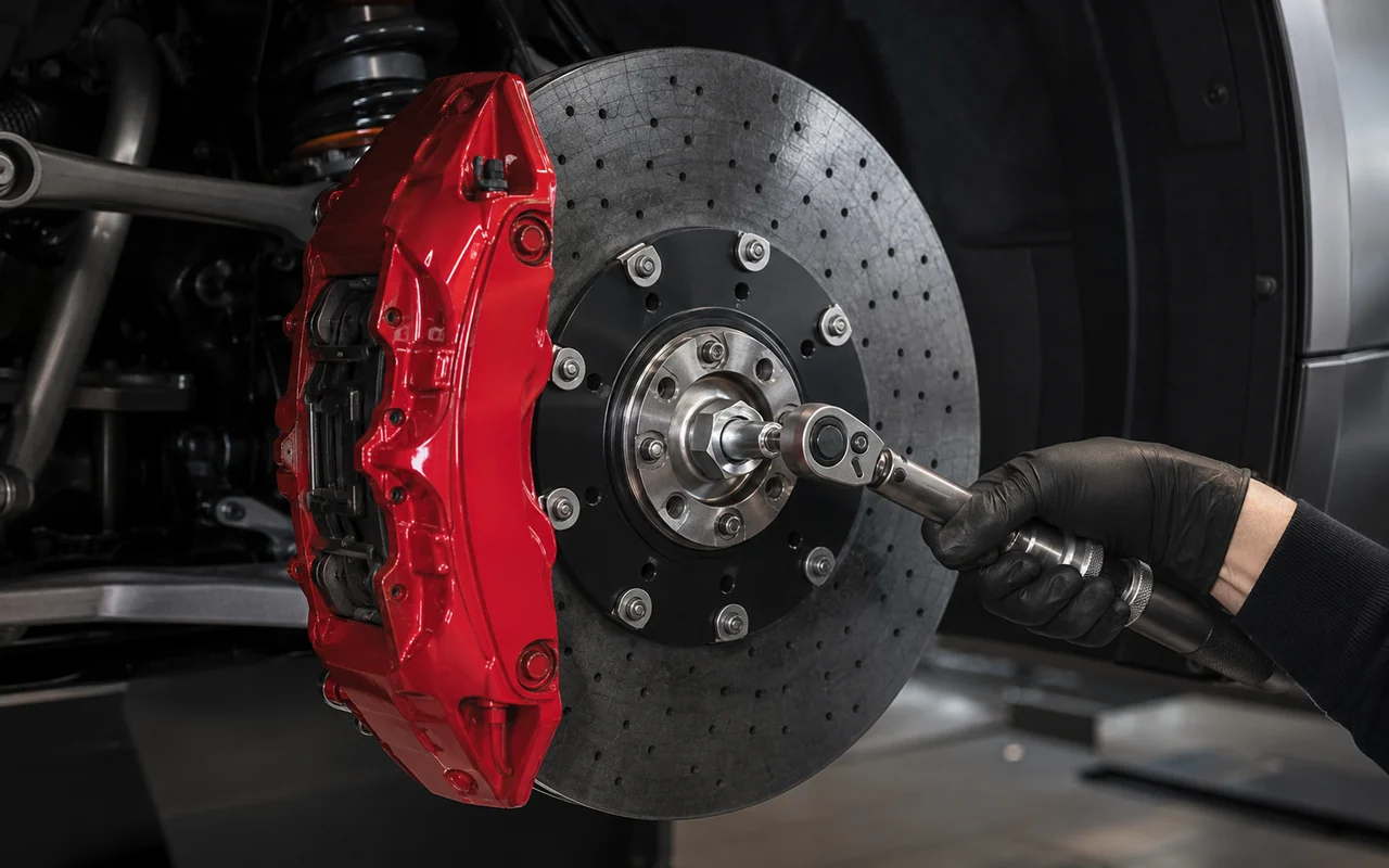 Performance brake rotor and red caliper service